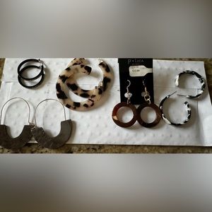 5 Assorted Hoop Resin Earrings